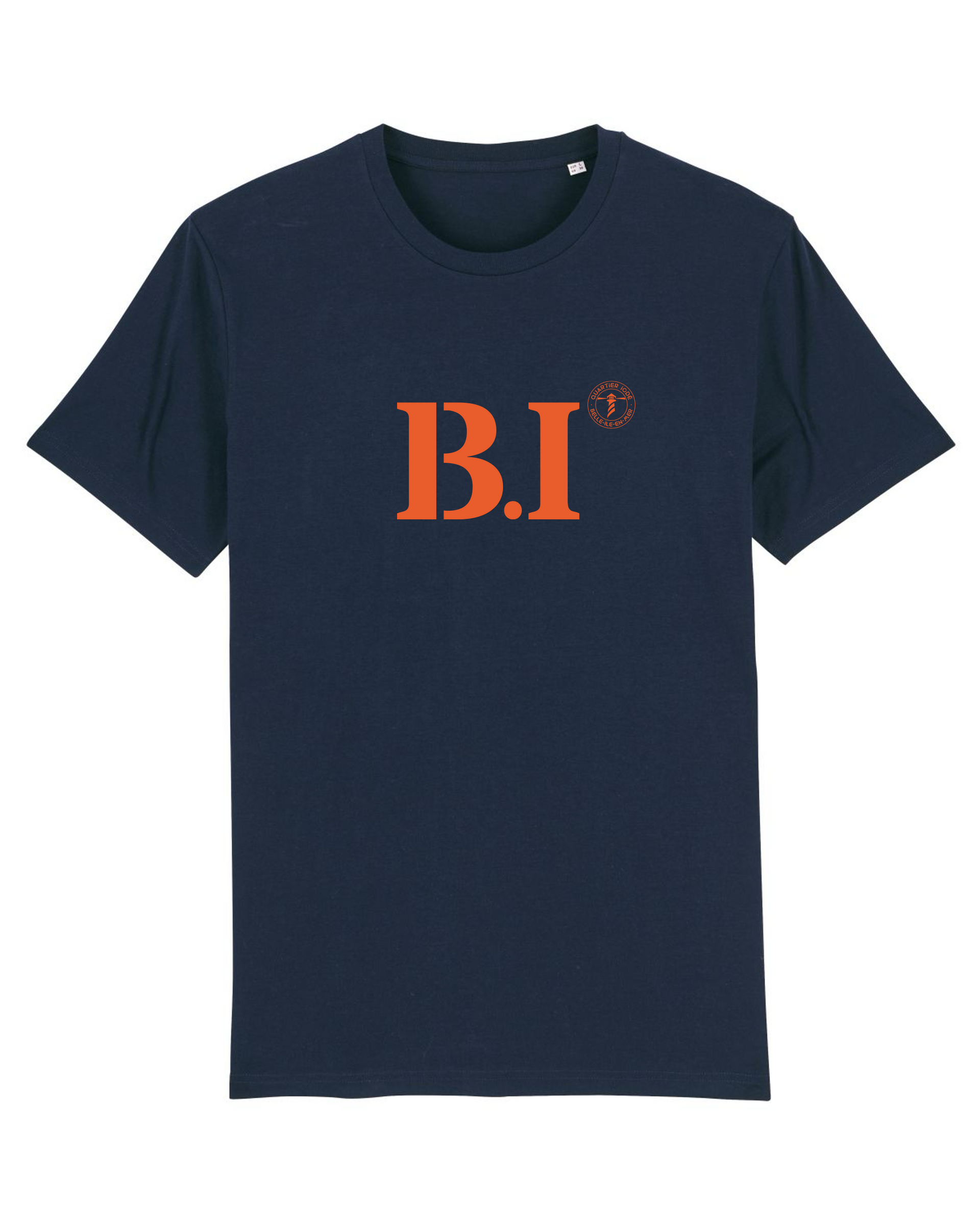 T-shirt Belle Île B.I Marine et orange - Quartier iodé