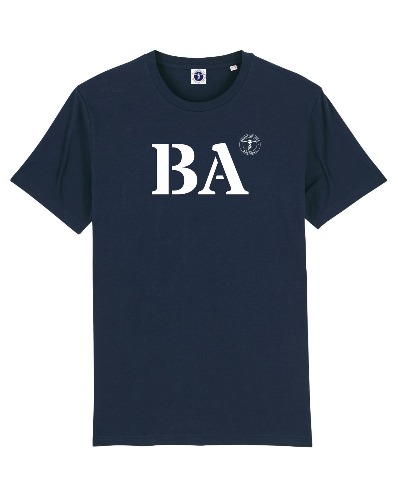 T shirt bleu marine blanc BA quand on a Bayonne dans la peau! 