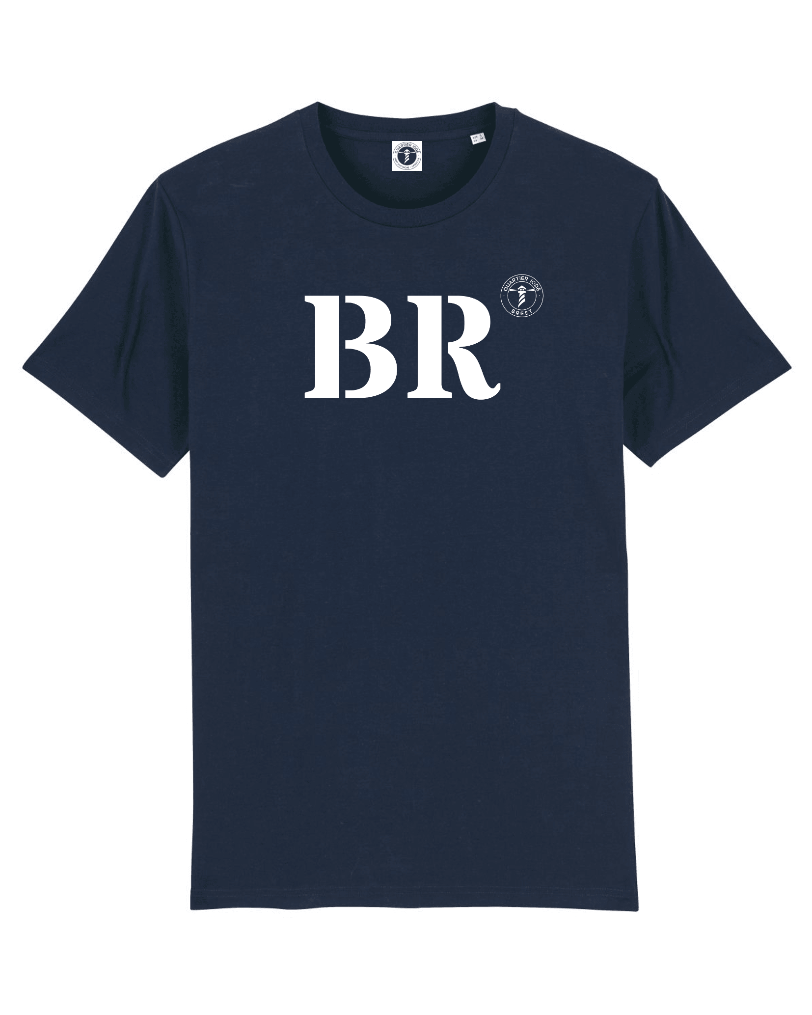 T-shirt BR Brest "MON QUARTIER MARITIME" - Marine et Blanc - Unisexe - Quartier iodé