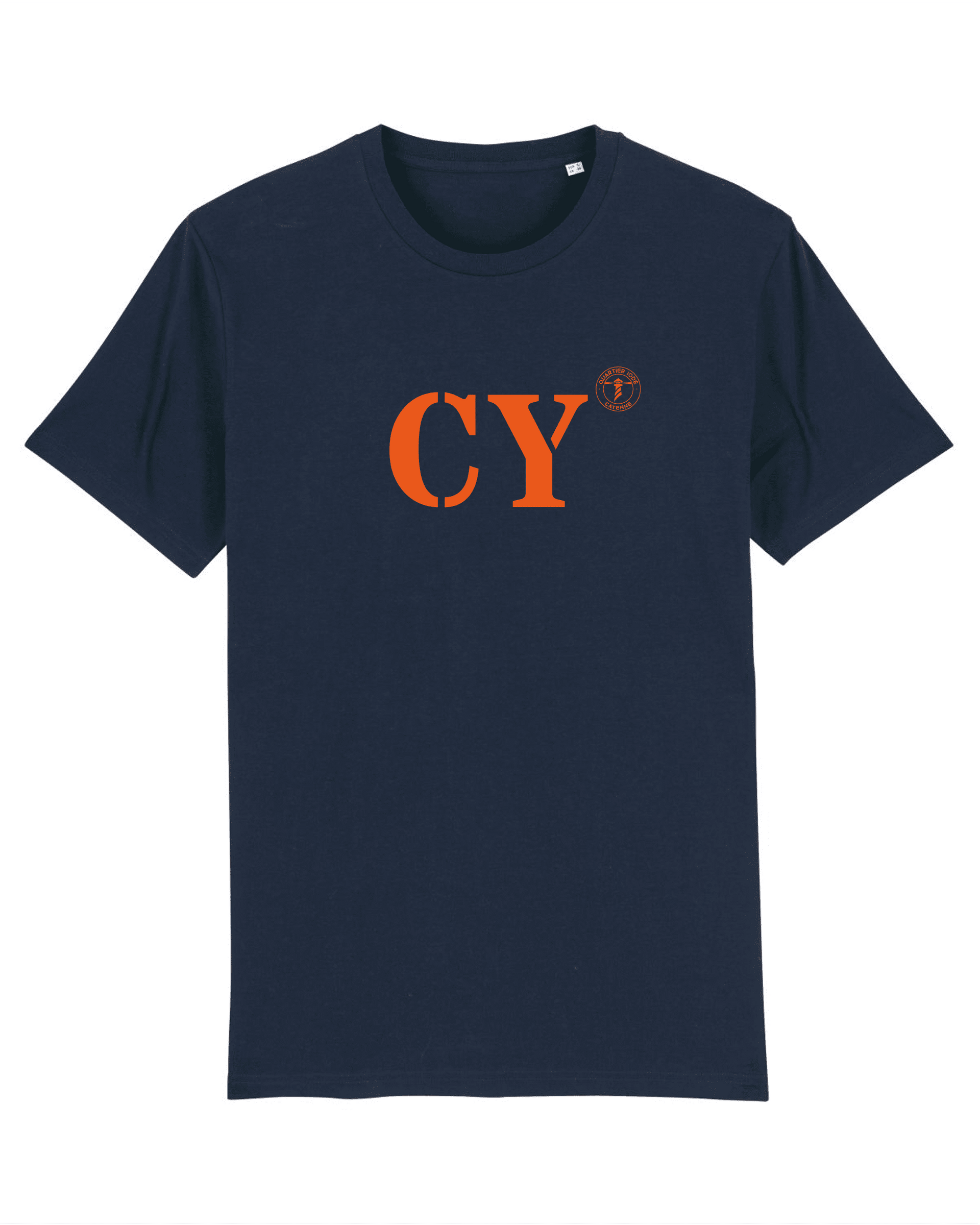 T-shirt Cayenne CY Bleu Marine - Orange / Blanc - Quartier iodé