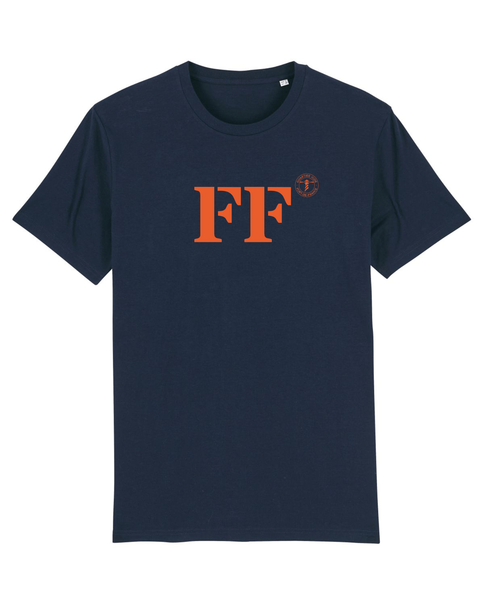 T-shirt Fort - De - France FF Marine et orange - Quartier iodé