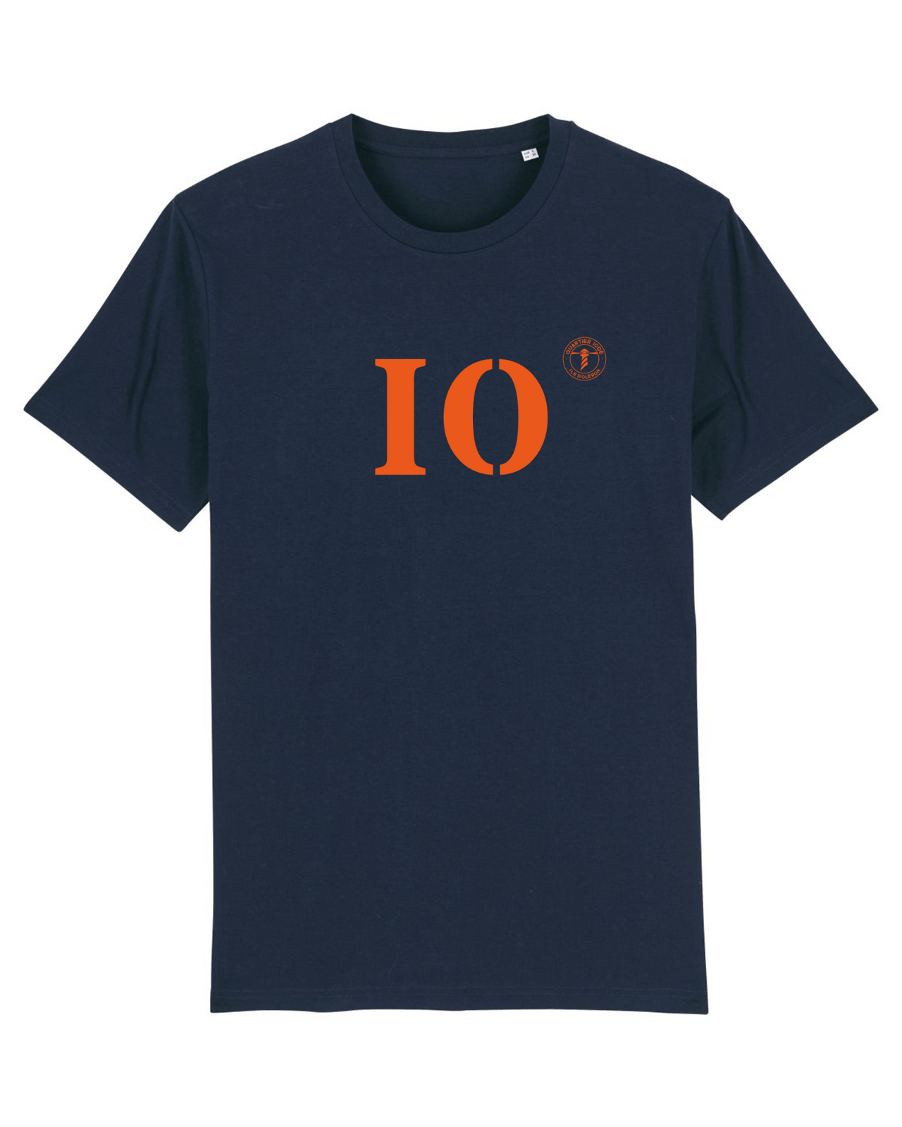 T-shirt Île D'Oléron IO Marine et orange - Quartier iodé