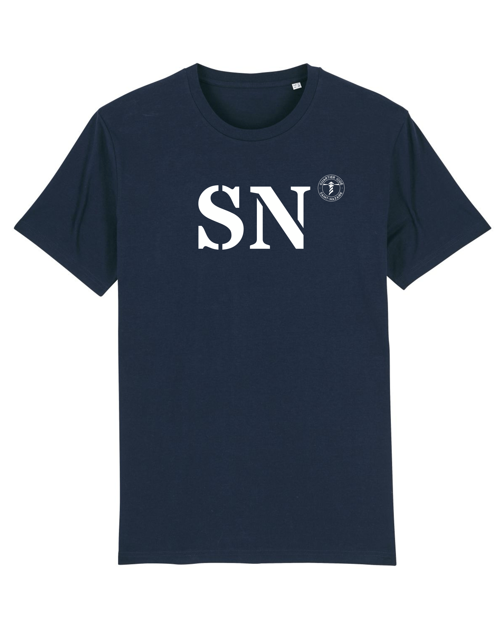 T-shirt Saint Nazaire SN "MON QUARTIER MARITIME" - Marine et Blanc - Unisexe - Quartier iodé