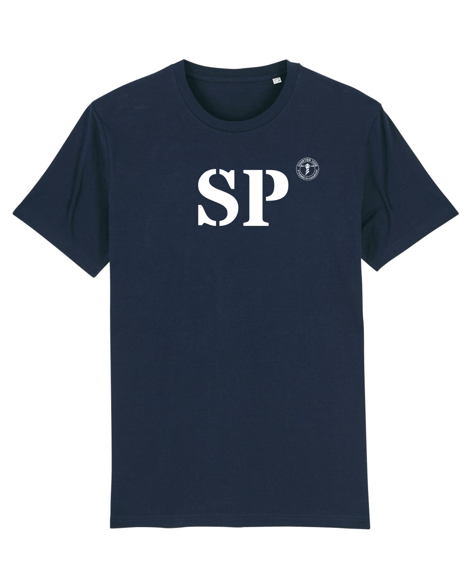 T-shirt Saint - Pierre - et - Miquelon SP Marine et Blanc - Quartier iodé