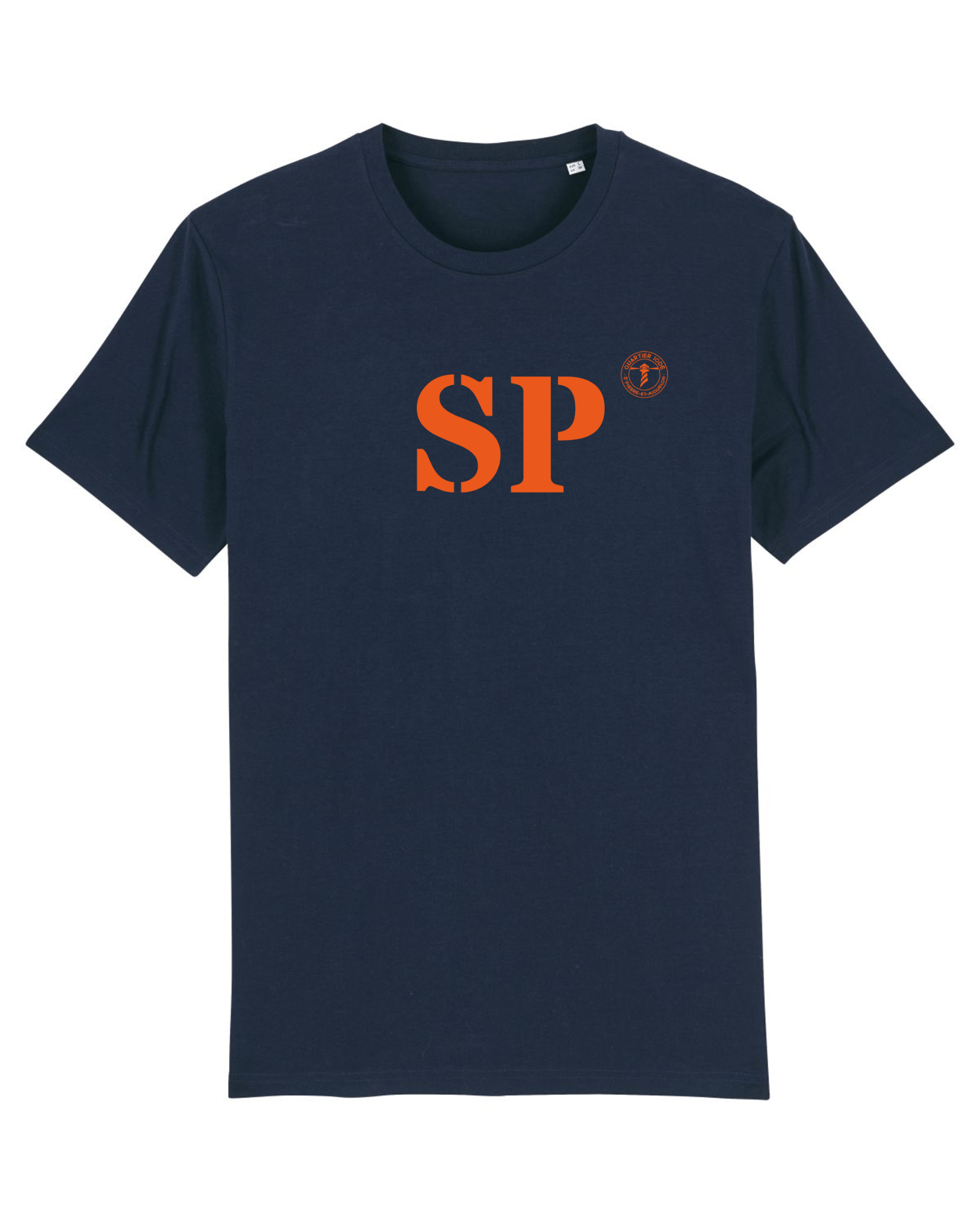 T-shirt Saint - Pierre - et - Miquelon SP Marine et orange - Quartier iodé