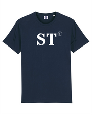 Quartier Iodé, Tshirt moderne ST pour Sète, Hommes et femmes. Marine et blanc en coton bio. Collection mon quartier maritime.