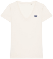 T shirt Femme Col V Beige et Bleu marine - Quartier iodé
