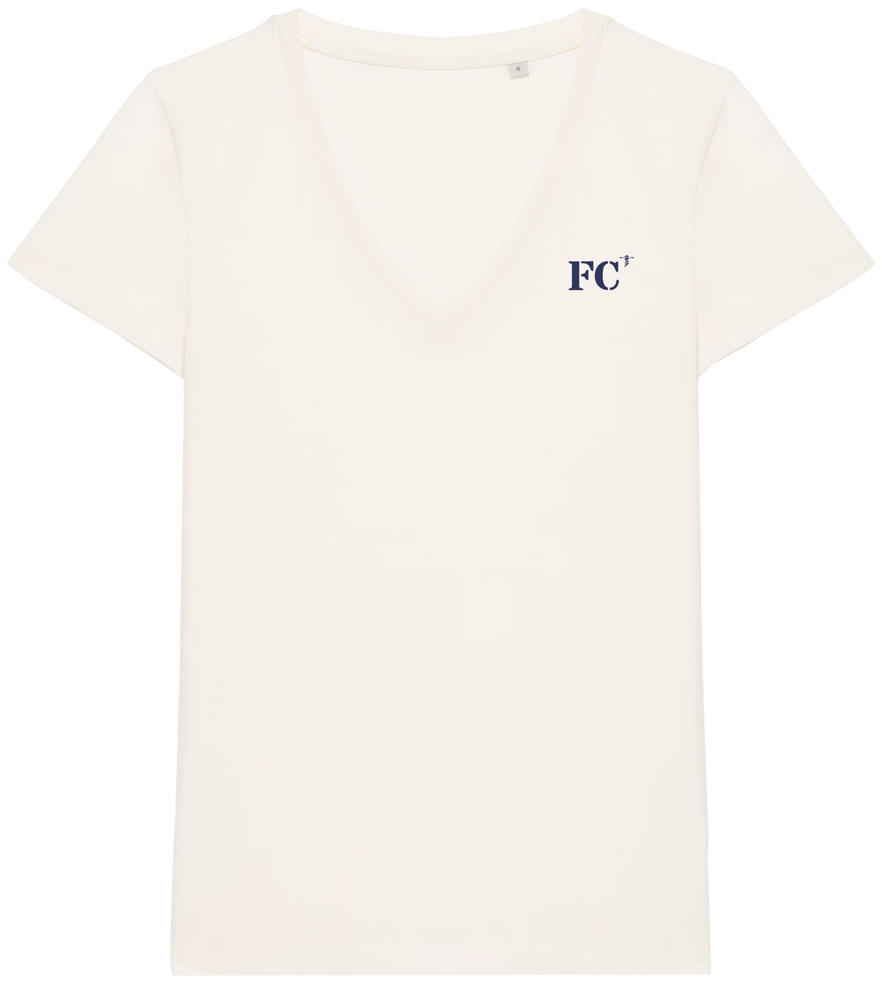 T-shirt brodé Fécamp FC Beige et Bleu Marine - Quartier iodé
