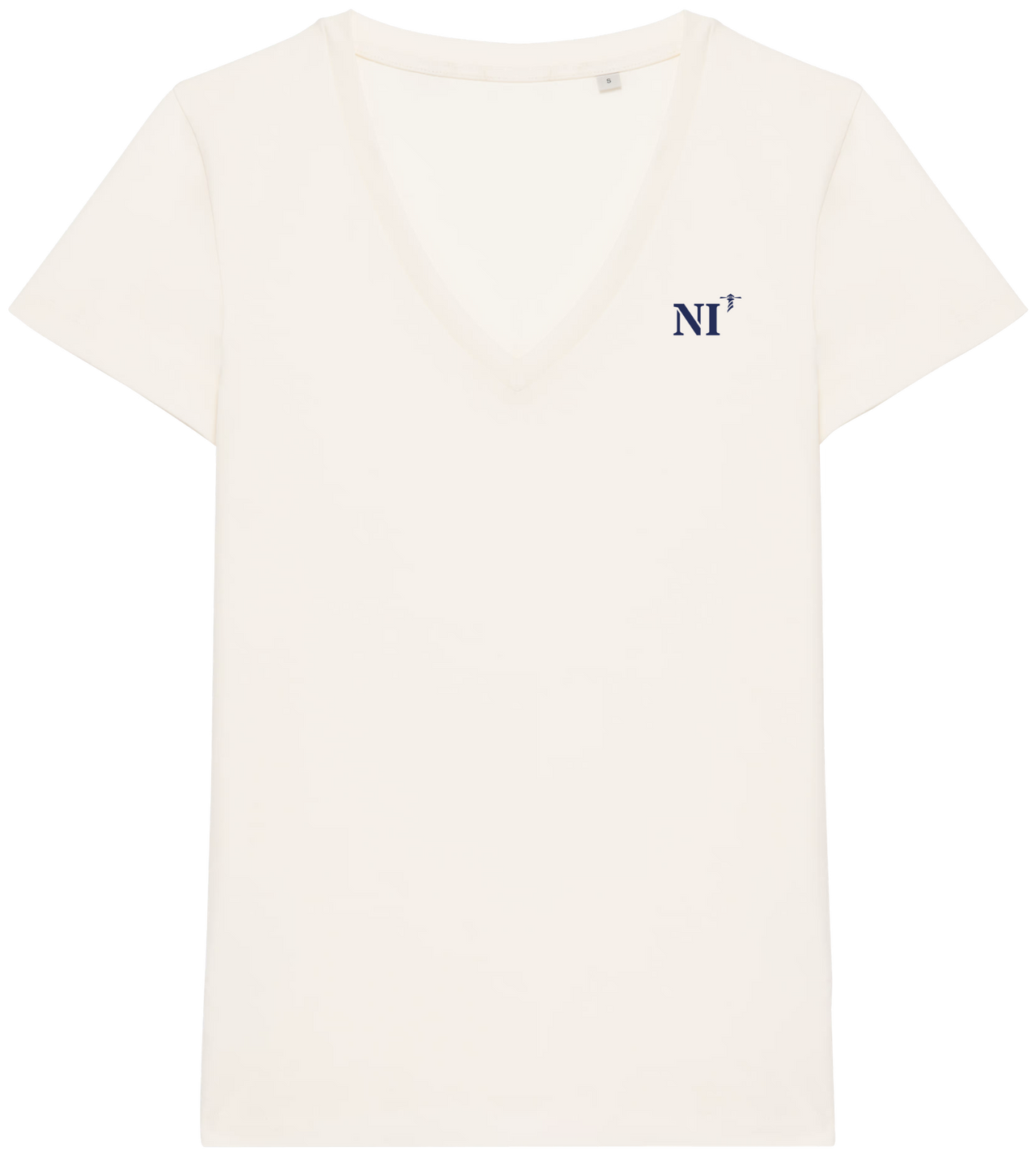 T-shirt femme Col brodé Nice NI Beige et Bleu Marine - Quartier iodé