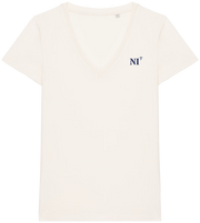T-shirt femme Col brodé Nice NI Beige et Bleu Marine - Quartier iodé