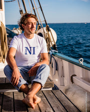 Tshirt Nice, blanc et bleu par Quartier iodé, pour homme. 