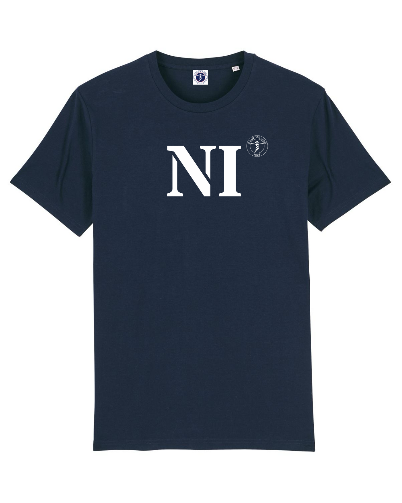 Tshirt original pour mettre à l'honneur le port de Nice. Pour Hommes et femmes. Marine et Blanc. Collection mon quartier maritime. 