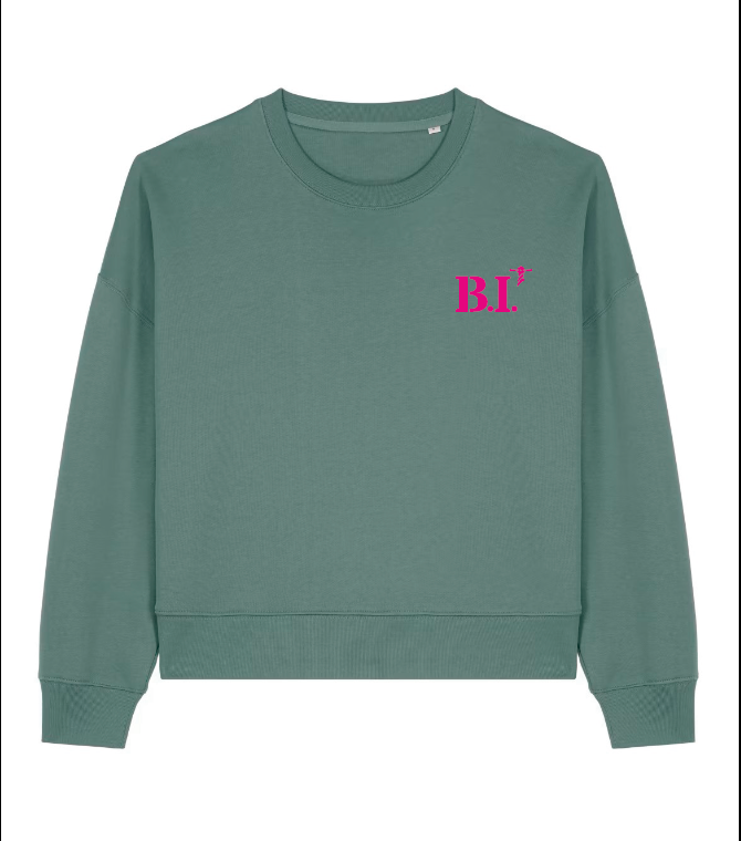 Sweat Belle Île Vert - Rose / Bleu marine - Rose quartier iodé