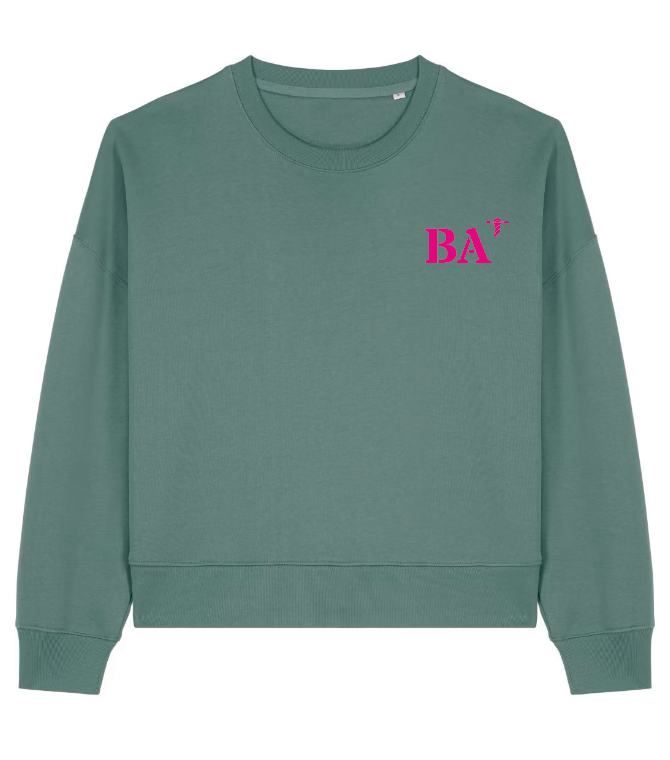 Sweat Bayonne BA Vert - Rose / Bleu marine - Rose quartier iodé