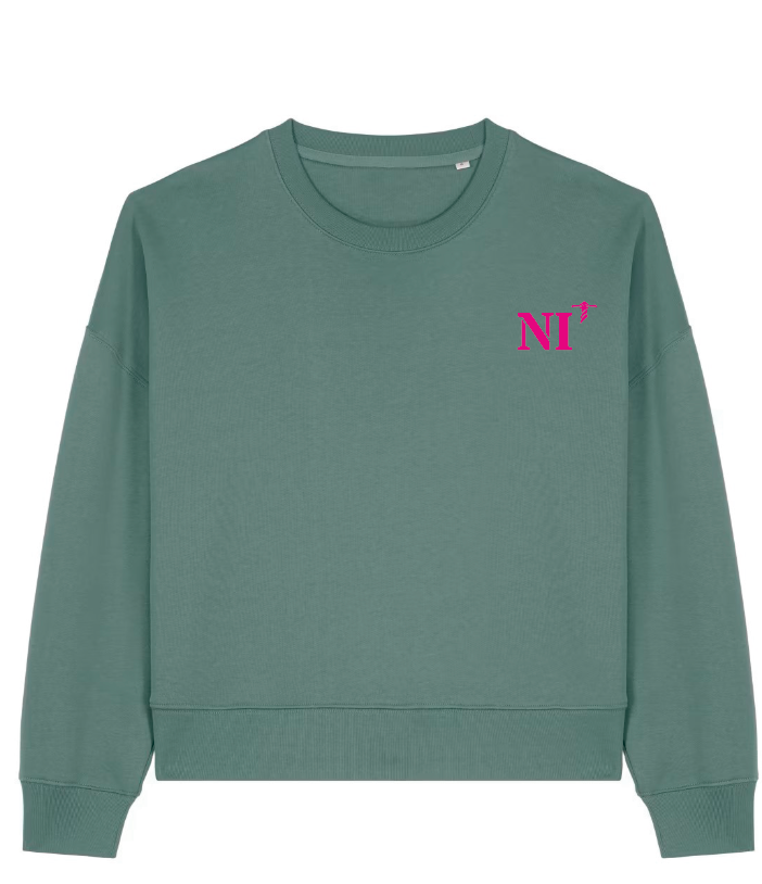 Sweat femme oversize NI Nice Vert / Rose - Bleu Marine / Rose