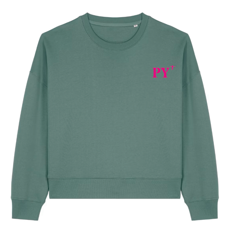 Sweat femme oversize PY Papeete Vert / Rose - Bleu Marine / Rose