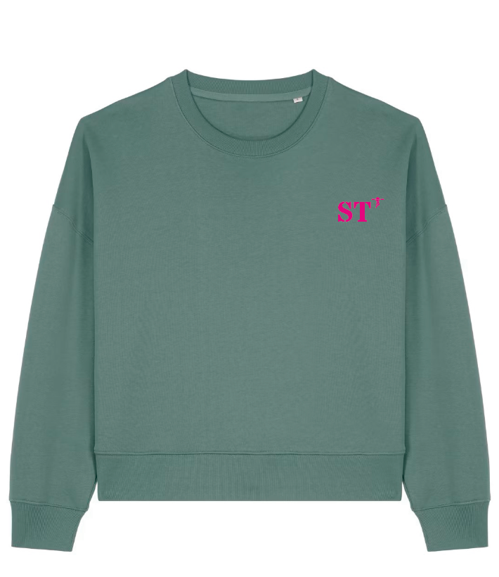 Sweat femme oversize ST Sète Vert / Rose - Bleu Marine / Rose