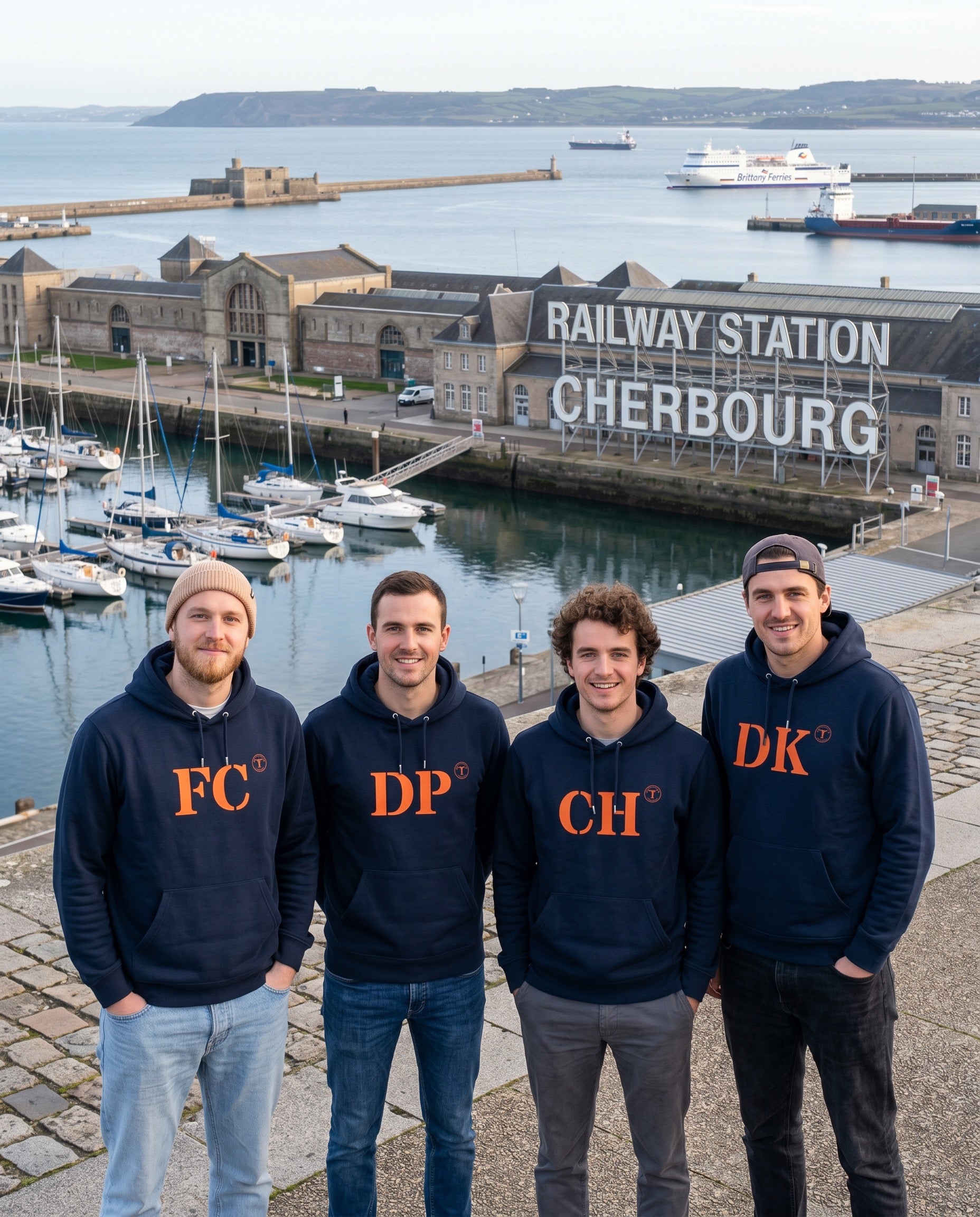 Sweat Dunkerque DK Bleu Marine - Orange quartier iodé
