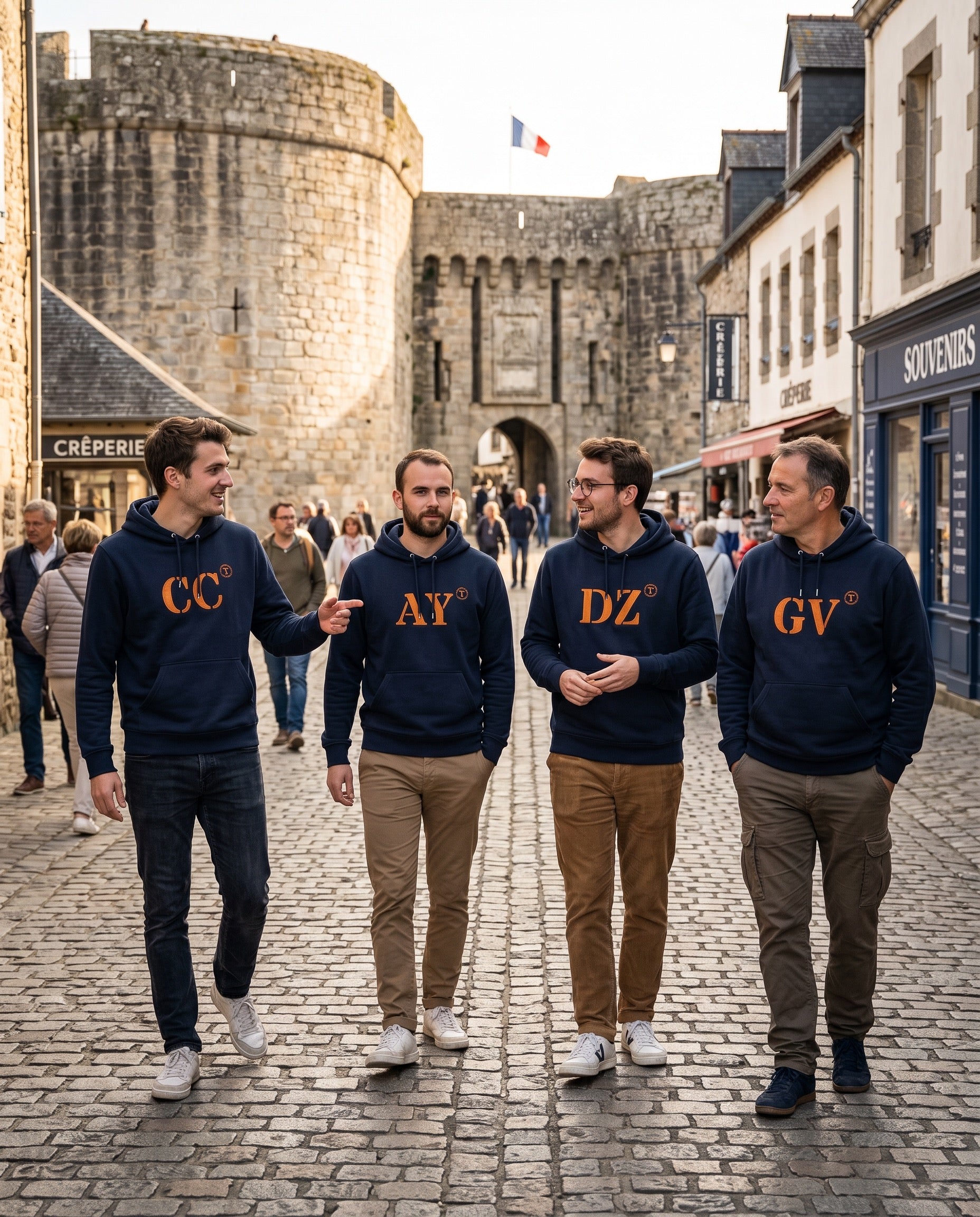 Sweat Le Guilvinec GV Bleu Marine - Orange quartier iodé