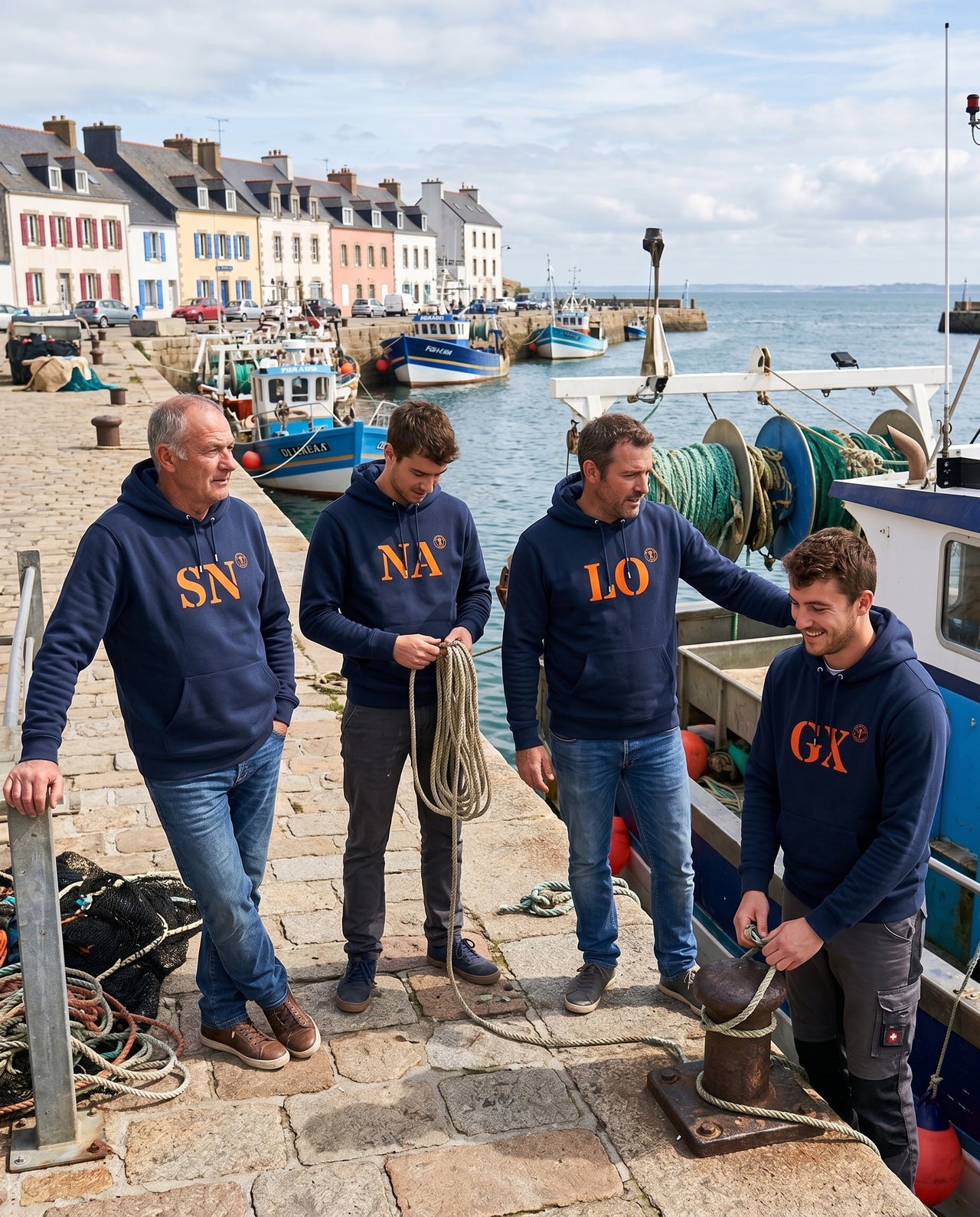 sweat Groix GX Bleu Marine - Orange quartier iodé