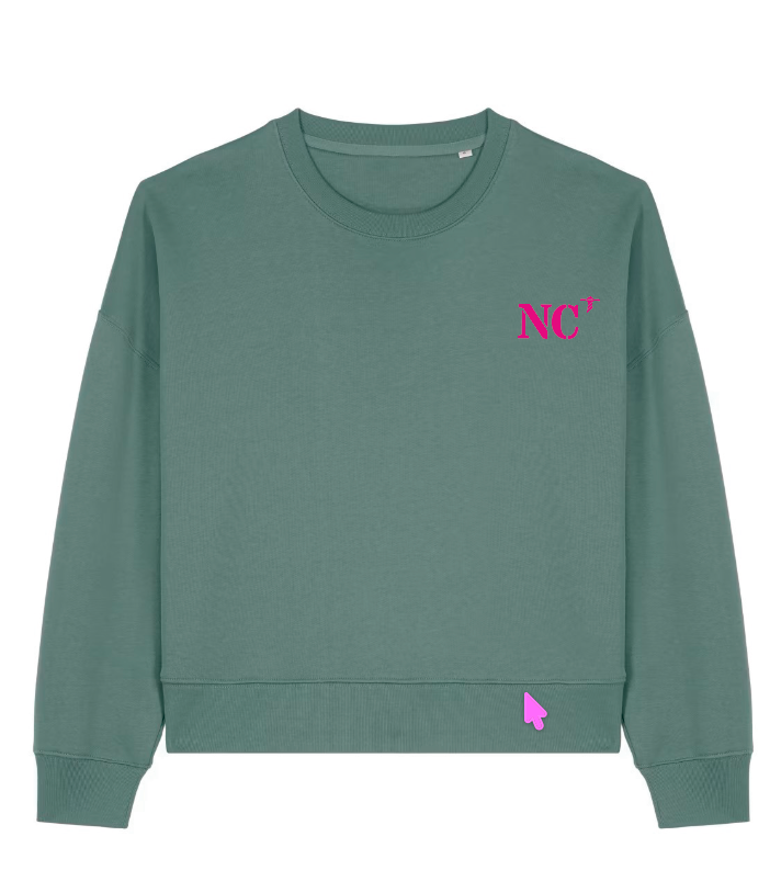 Sweat femme oversize NC Nouméa Vert / Rose - Bleu Marine / Rose