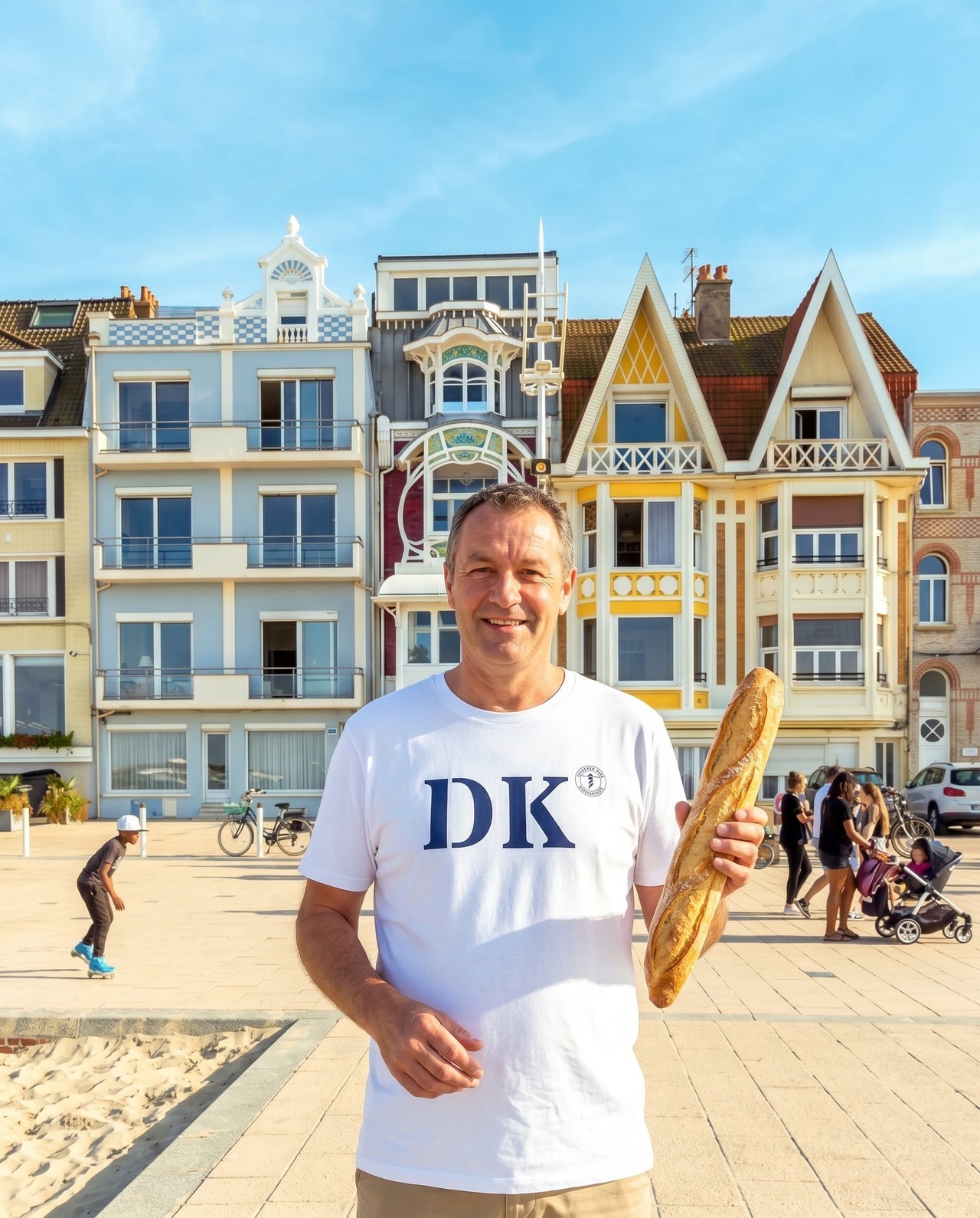 T-shirt DK Dunkerque - Blanc et Bleu - Unisexe