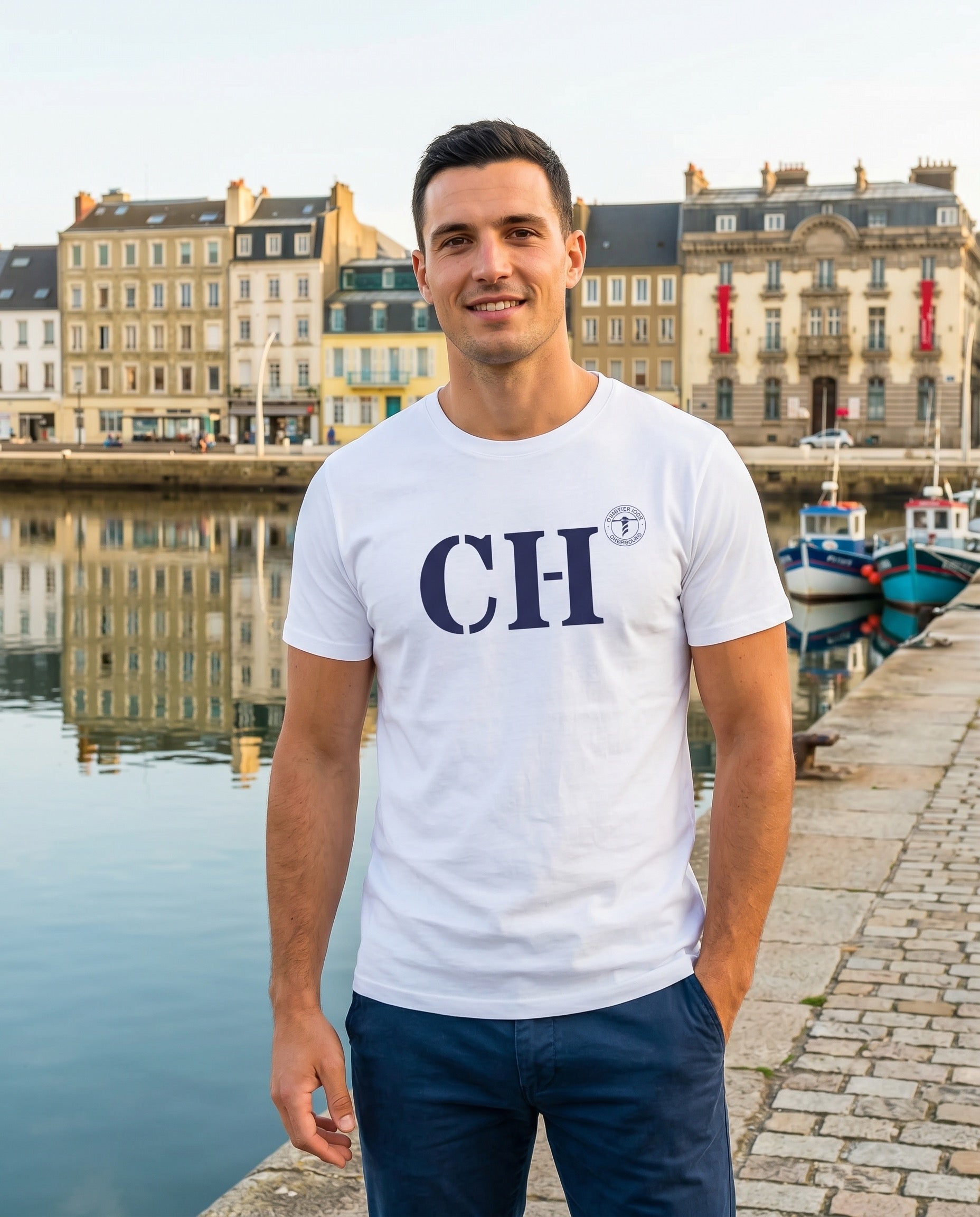 t-shirt blanc CH Cherbourg